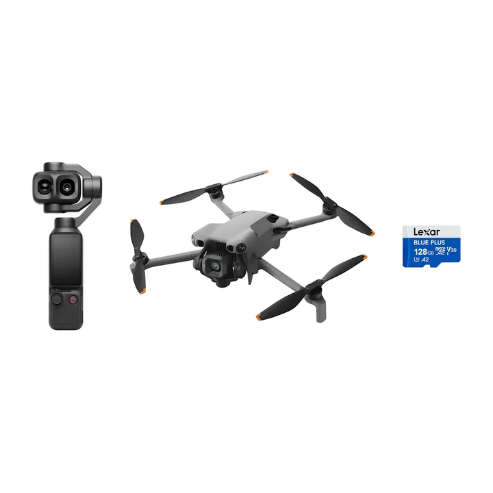Osmo Pocket 4P, Mini 5 Pro and Lexar 128GB microSD card